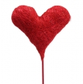 Floristik24 Flor sisal corazón rojo 10cm 12pcs