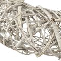Corona decorativa decoración de madera ratán blanco natural Ø40cm H9.5cm | Floristik24.es