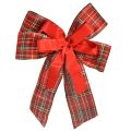 Floristik24 Lazo decorativo navideño, lazo de regalo, para exteriores, a cuadros rojos, 6 cm de ancho, 20 × 29 cm, 2 piezas