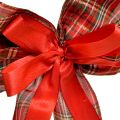 Lazo decorativo navideño, lazo de regalo, para exteriores, a cuadros rojos, 6 cm de ancho, 20 × 29 cm, 2 piezas | Floristik24.es