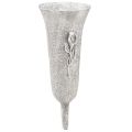 Floristik24 Jarrón para tumba jarrón gris para pegar con motivo de cala Al. 32,5 cm