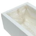 Floristik24 Caja de madera con lámina blanca 50cm x 9cm x 6cm