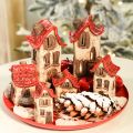 Decoración de casa de cerámica con techo rojo, casa iluminada, 15 cm, 2 piezas | Floristik24.es
