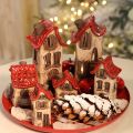 Juego de decoración de casas de cerámica, casitas pequeñas con techo rojo de 8 cm, 2 piezas | Floristik24.es