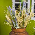 Ramo de lavanda artificial, flores de seda, ramo de lavanda de campo con espigas de trigo y reina de los prados