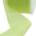 Floristik24 Cinta de organza con orillo 4cm 50m verde claro
