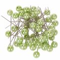 Floristik24 Alfileres con cabeza de perla, verde manzana, Ø10 mm, 60 mm