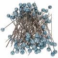 Floristik24 Broches de turquesa con cabeza de perla, Ø6 mm, 65 mm
