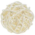 Floristik24 Decoración de mesa con bolas de ratán blanqueado, ratán color crema, Ø5 cm, 24 piezas