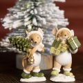 Decoración navideña de ratones, ratón verde y marrón, 8 cm de alto, 2 unidades | Floristik24.es