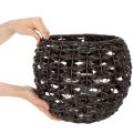 Portavelas tejido, negro y marrón, decoración de verano, Ø31cm H25cm | Floristik24.es