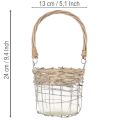 Farol colgante decorativo, metal, vidrio, mimbre, Ø13cm H12cm, 2 piezas | Floristik24.es