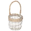 Floristik24 Farol colgante, cristal, metal, mimbre, Ø14,5 cm, 2 unidades